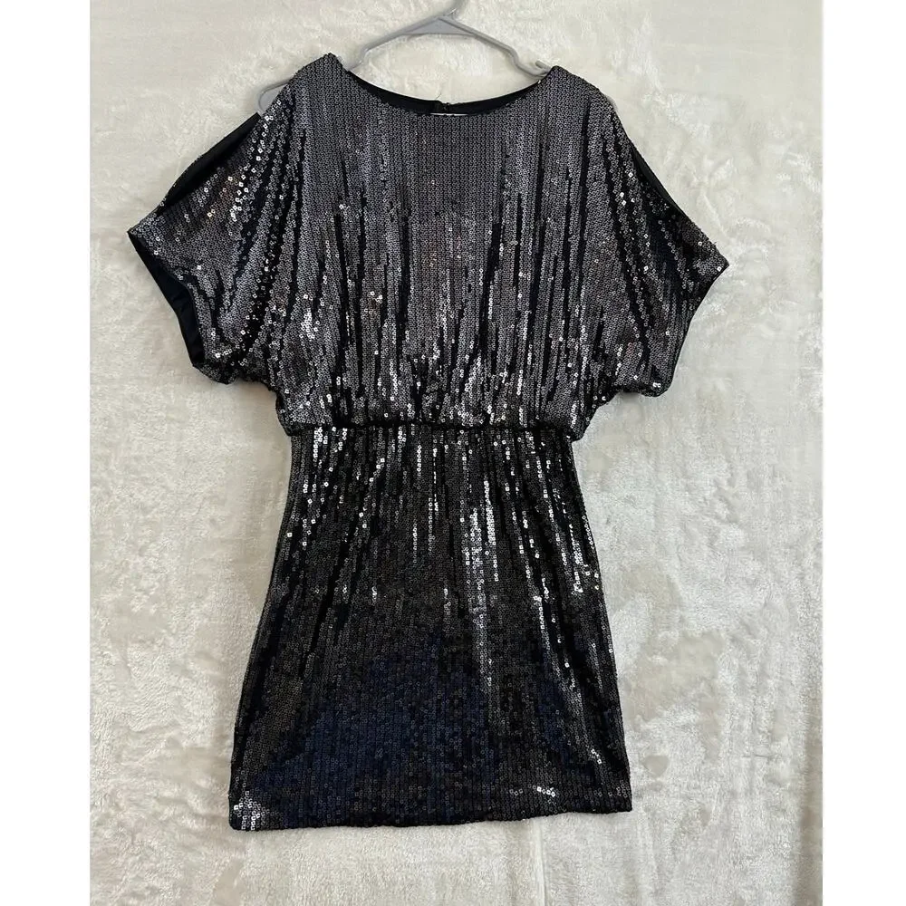 cache black sequin dress Vintage Cache Black Sequined Gown